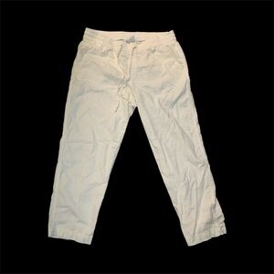 White Gap Easy Pant Linen Blend Drawstring Pant Size L